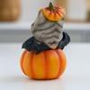 Cute Halloween Cat Pumpkin Statue Handmade Cat Desk Figurine  Christmas Celebration