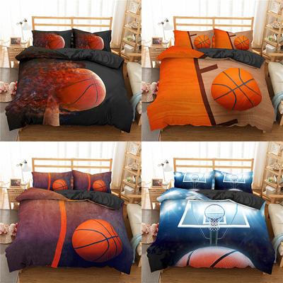 Juego de cama para el hogar, funda de edredón y funda de almohada con estampado de tema de baloncesto, 2/3 piezas, cama individual, cama doble, decoración del hogar, UE/EE. UU./AU/Reino Unido