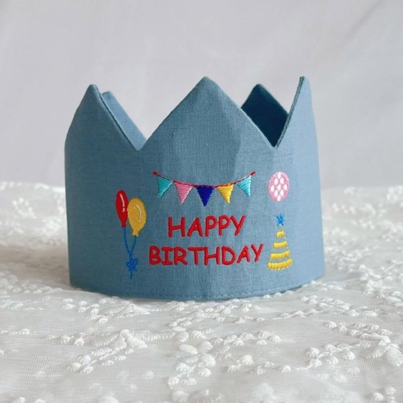 Handmade Birthday Crowned Hat For Baby First Birthday Party Photography Soft Cloth Embroidered Keepsake Accessory