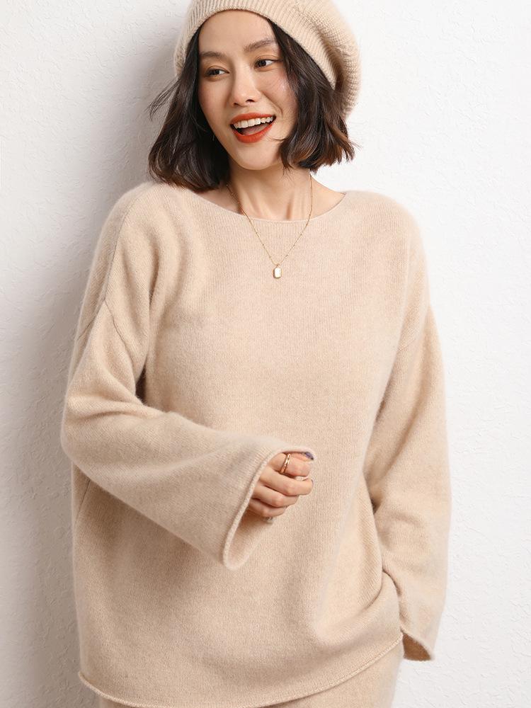 Autumn/Winter 2026 Women's Cashmere One-Shoulder Loose Pullover Sweater