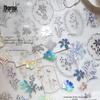 MomoPET Retro Silver Stickers - 3D Hot Stamping Plant Journal Pack in Floating Dreams Ins Style