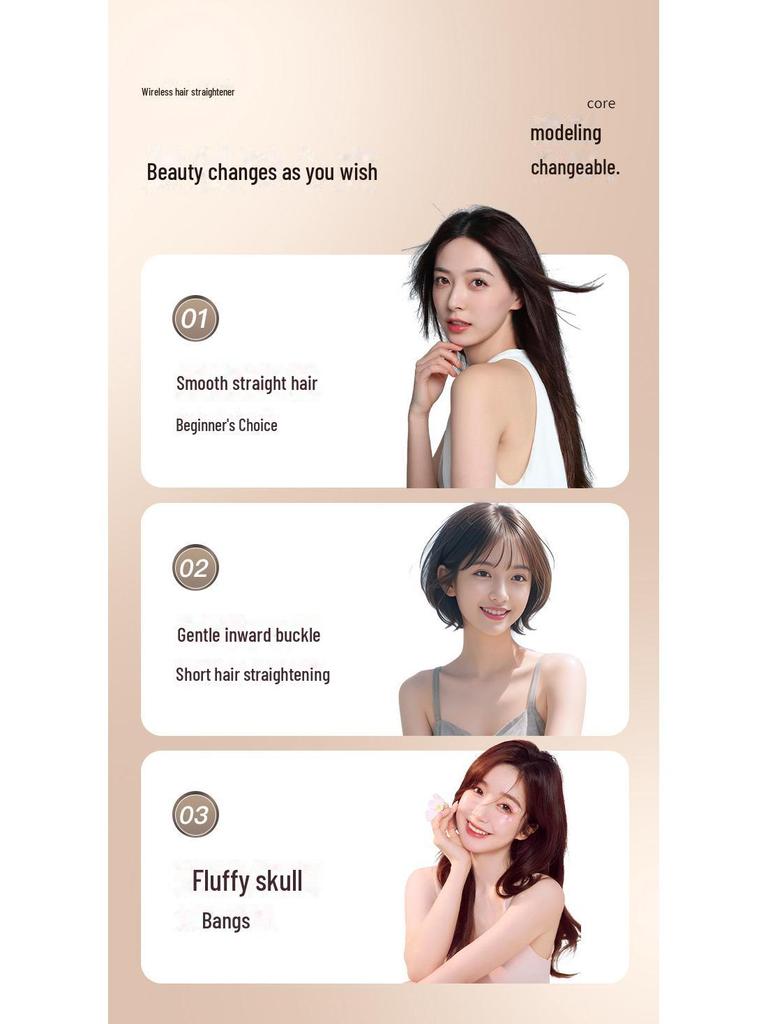 Kabelloser tragbarer Haarglätter: Mini, wiederaufladbar, sanft zum Haar, ideal für das Styling zu Hause