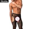 Pánské punčochové kalhoty Sexy Čtyři otevřené punčochové kalhoty v rozkroku Síťované punčochy Porno Exotické punčochy pro muže Gay Sissy Cosplay Kostým Spodní prádlo Spodní prádlo Dospělý Sexy