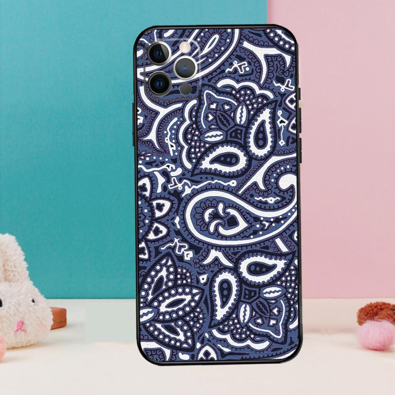 

Синий Бандана Пейсли Чехол для Телефона Для iPhone 16 15 14 13 11 12 Pro Max 12 13 mini XR 15 16 Plus 16e Чехол Coque iPhone 16e