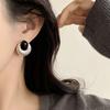 Trendy Black Stone Stud Earrings: Exquisite Retro Style with Elegant Craftsmanship for Women