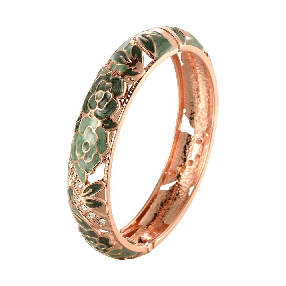Cheongsam accessories Filigree Enamel Bangle Hanfu Accessories Hollow Out Flower Bracelet Girls