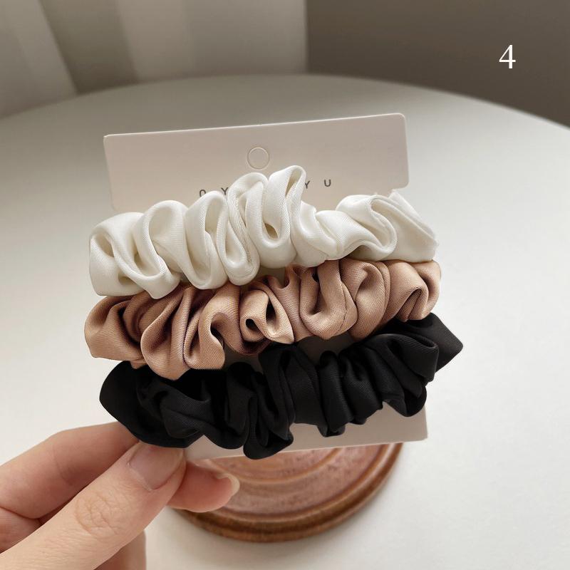 3 Stück/Set Satin Scrunchies Einfarbig Haarseil Koreanischer Pferdeschwanzhalter Haargummis Kopfschmuck Weiches Elastisches Haarband Haaraccessoires