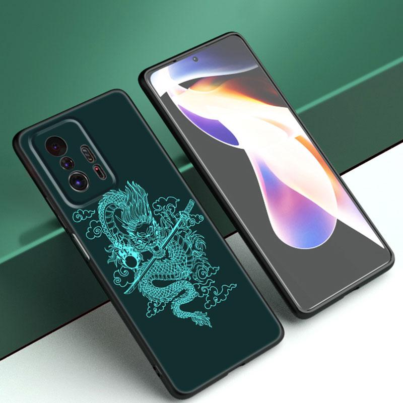 Blume Drachen Telefon Fall Für Xiaomi Mi A2 8 9 SE Hinweis 10 10T 11 12 Lite 9T 11T 12S 12T Pro A3 6X 12X Weiche TPU Schwarz Abdeckung
