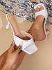 Fashion Luxury Gold Silver High Heels Sandals Women 2025 Slip On Square Toe Summer Slippers Woman Plus Size 43 Thin Heeled Party Shoes