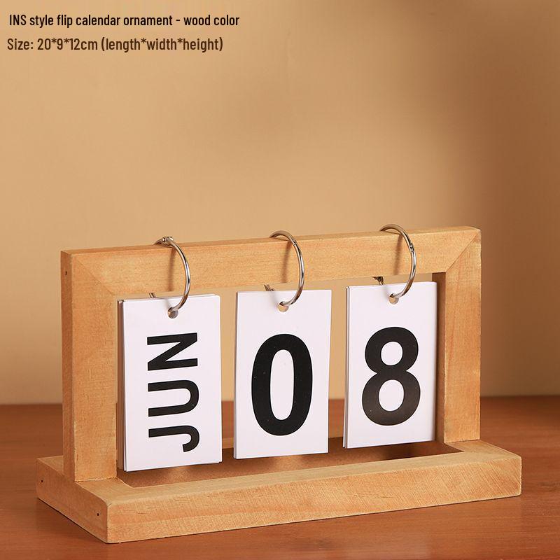 Nordic Minimalist Wooden Desk Calendar Ornament - Soft Decorative Date Display with Free Shipping