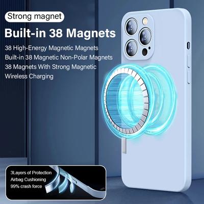 Funda Magnética Original Para Magsafe Para iPhone 15 14 13 12 11 Pro Max Mini X XR XS 8 Plus Cubierta de Silicona Líquida Carga Inalámbrica
