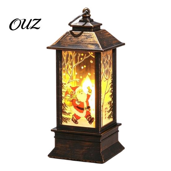 Festive Home Decor Christmas Snow Lantern, Water Glittering Vintage Elk/Santa/Snowman Battery Tabletop Ornament Operated Lighted Table Lamp