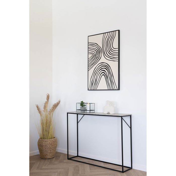 Console 110x26x80 Cm Grey Marble Effect and Metal - VITEA