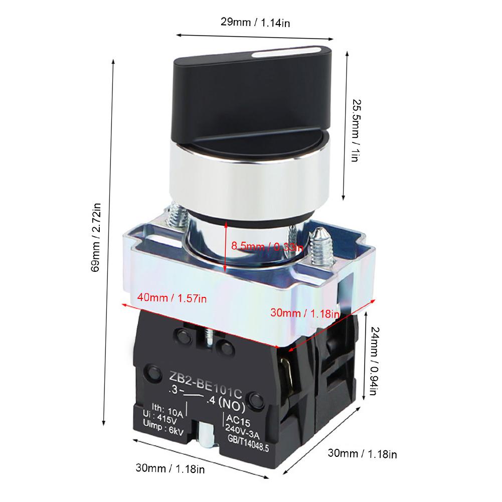10pcs XB2-BD33 Self-locking Self-resetting Three-position Rotary Switches For Electrical Equipment Accessories