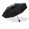 1pc Halloween, Witch Themed Umbrella, 8 Rib Frame,Automatic Opening 3 Fold Umbrella, Lightweight and Durable Couple Umbrella-114