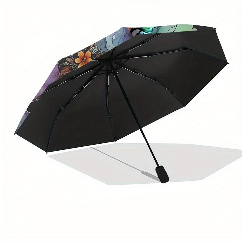1pc Halloween, Witch Themed Umbrella, 8 Rib Frame,Automatic Opening 3 Fold Umbrella, Lightweight and Durable Couple Umbrella-114