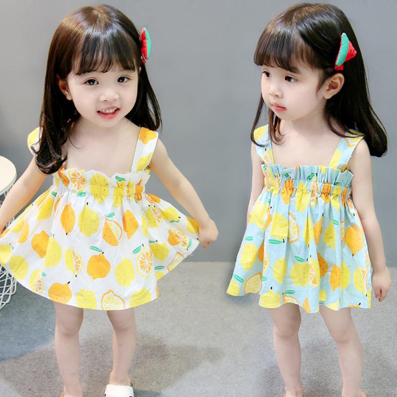 Baby Girls Slip Dress Cute Fruit Print Dress Summer Kids Dress