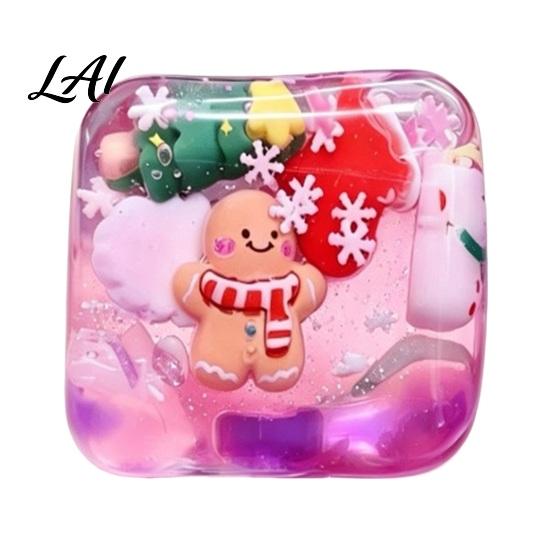 Christmas Stocking Stuffers Cube Stress Relief Toy Clear Squeeze with 3D Snowman Anxiety Gadget Santa Claus Gingerbread Xmas Tree Hand Relaxation