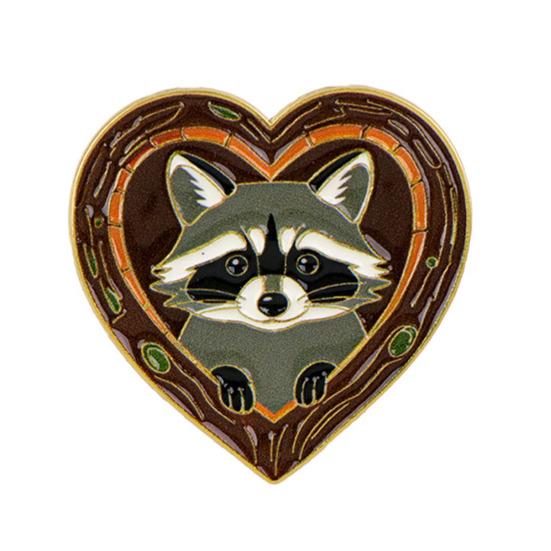 Brooch Pin, Forest Animals Heart-Shaped Brooch, Thickened Zinc Alloy Badge, Enamel Paint Tree Hole Secure Pin for Coat Hat Backpack Gift