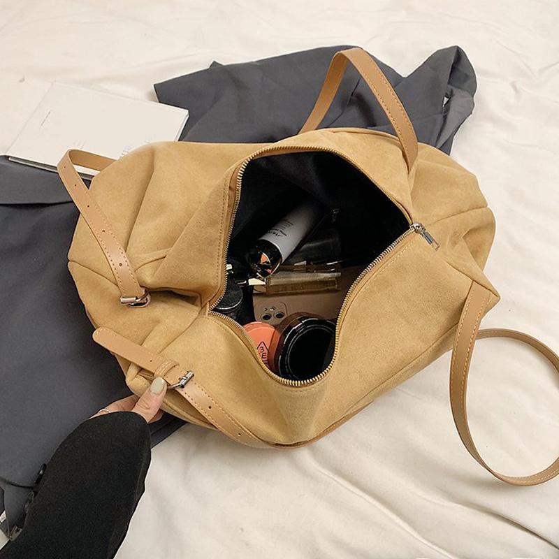 Yogodlns Autumn Winter Big Boston Luxury Designer Tote Soft Matte Suede Leather Women Handbag Female Shoulder Crossbody Bag