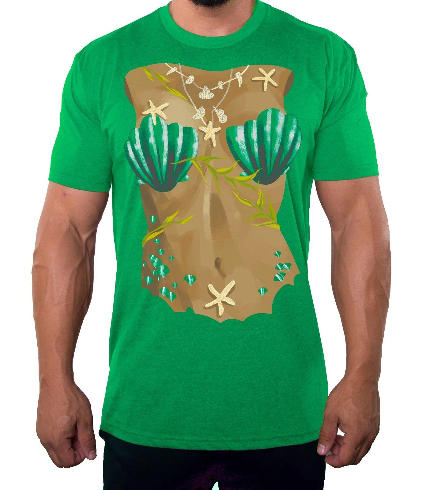 Mermaid Costume T-Shirt, Men s Graphic Tees, Funny Halloween Men s Shirts! S