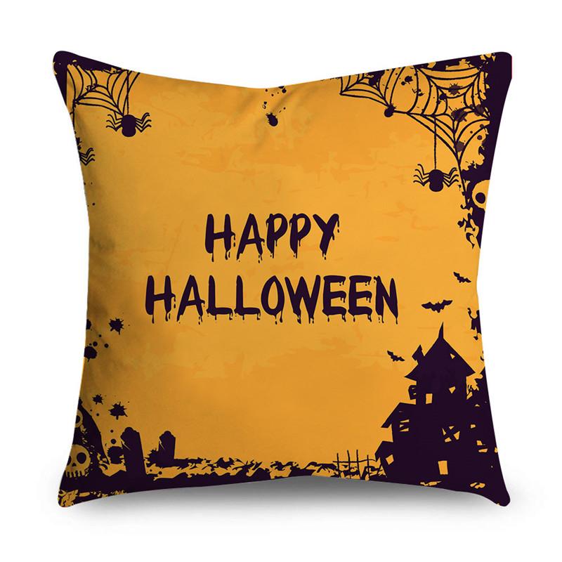 Halloween Theme Horror Pumpkin Wizard Print Pattern Cushion Cover Home Living Room Sofa Decoration Square Throw Pillow Cover