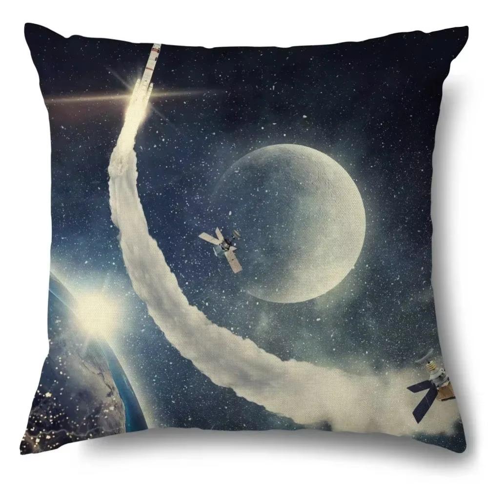 Luxury Home Decor Pillow Cover Living Room Sofa Cushion Cover Blue Planet Astronaut Pattern Cushion Cover