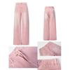 Womens Pink High Waist Wide Leg Denim Pants