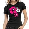 Hibiscus Flowers Retro Iconic Women Lady Ladies Girlie T Shirt