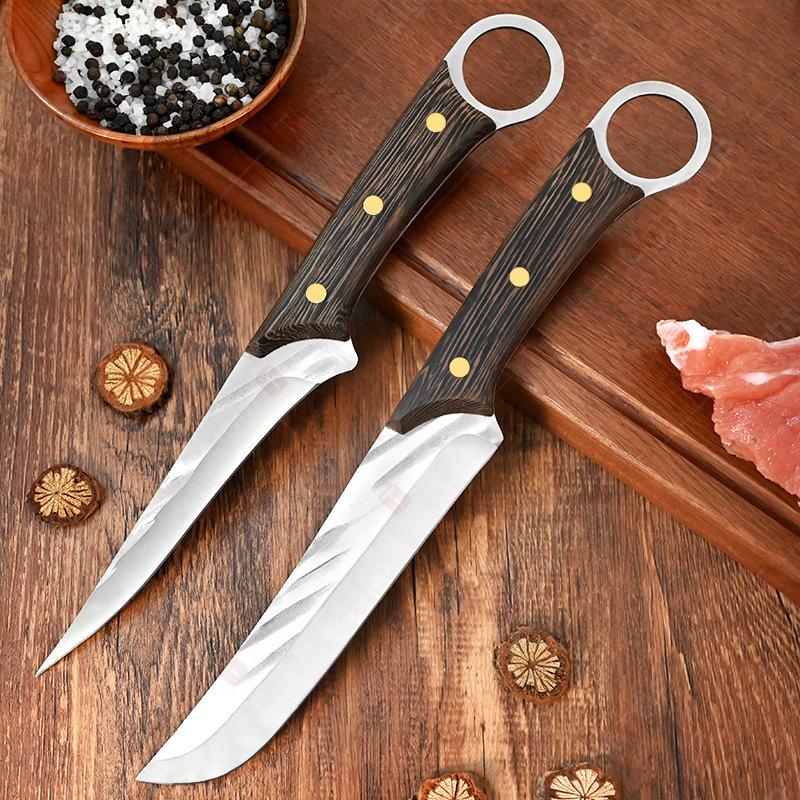 Professional Kitchen Boning Knife Stainless Steel Meat Cutting Butcher Knife Wood Handle Multifunctional BBQ Knives with Cover