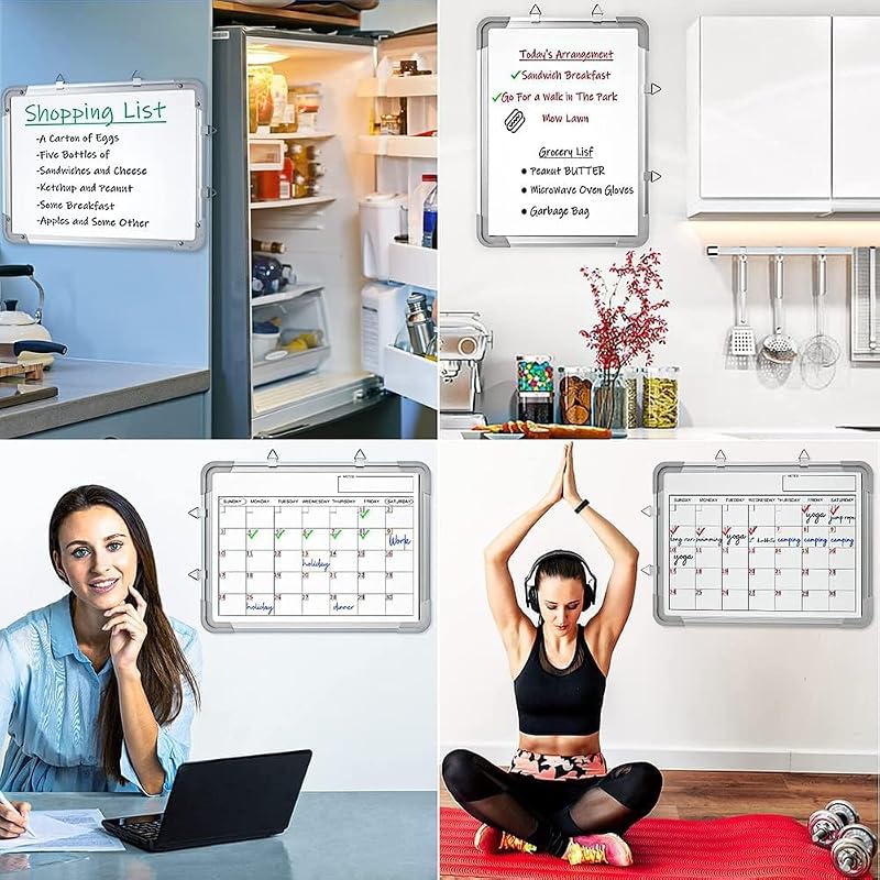 ECLET Alloy Steel, Aluminium Non Magnetic 1 X1 feet Double Sided White Board and Chalk Board Front Side whiteboard Marke