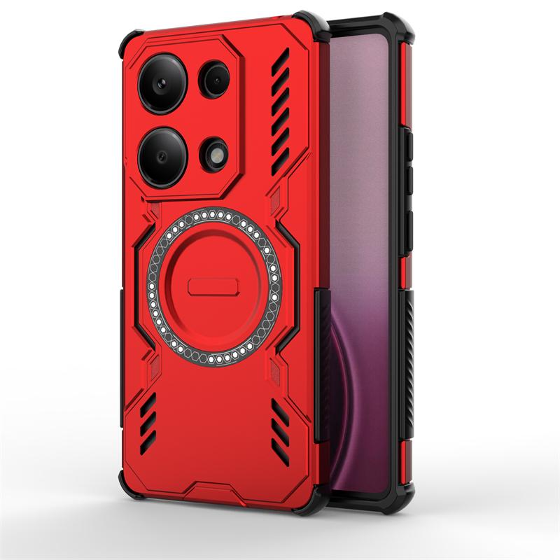 Armor Case For Xiaomi Poco M6 Pro 4G Magnetic Adsorption Wireless Charge Cover For Poco M6 Pro 4G Case For Poco M6 Pro 4G Case