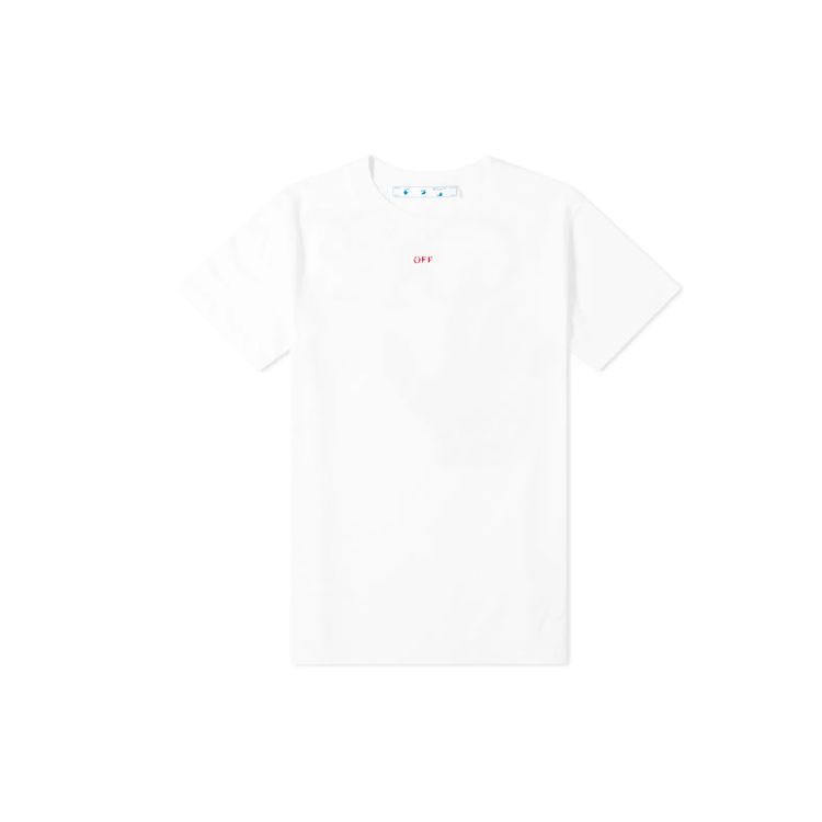 Off-White Stencil Short-Sleeve Slim Tee White/Red Men Tops OMAA027E20JER0060125