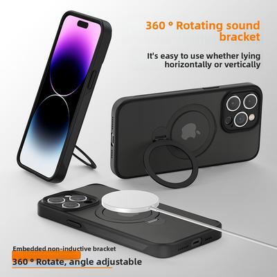 Apple 15 Magnetic Phone Case Rotating Invisible Stand Compatible with iPhone 16 Pro Max New Matte Protective Cover