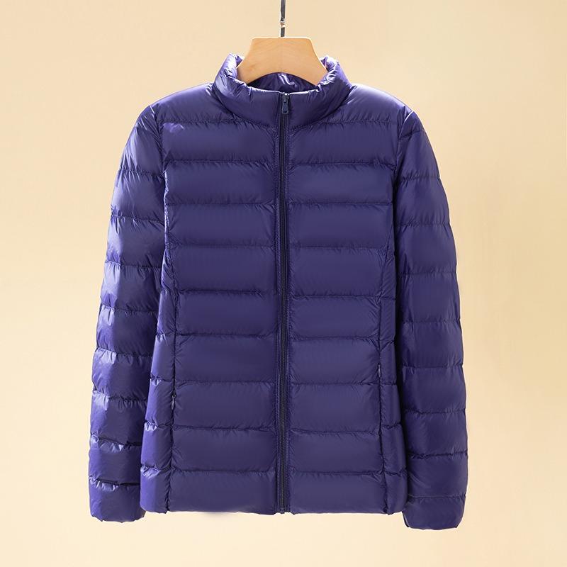 Light Down Jacket Women's Short Autumn and Winter New Stand-up Collar Large Size Lightweight White Duck Down Jacket