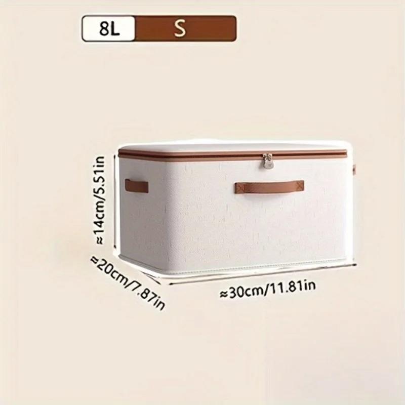 White Zippered Storage Box - Heavy Duty Linen Organizer for Clothes, Jewelry, Shoes & Accessories, Travel & Home Use