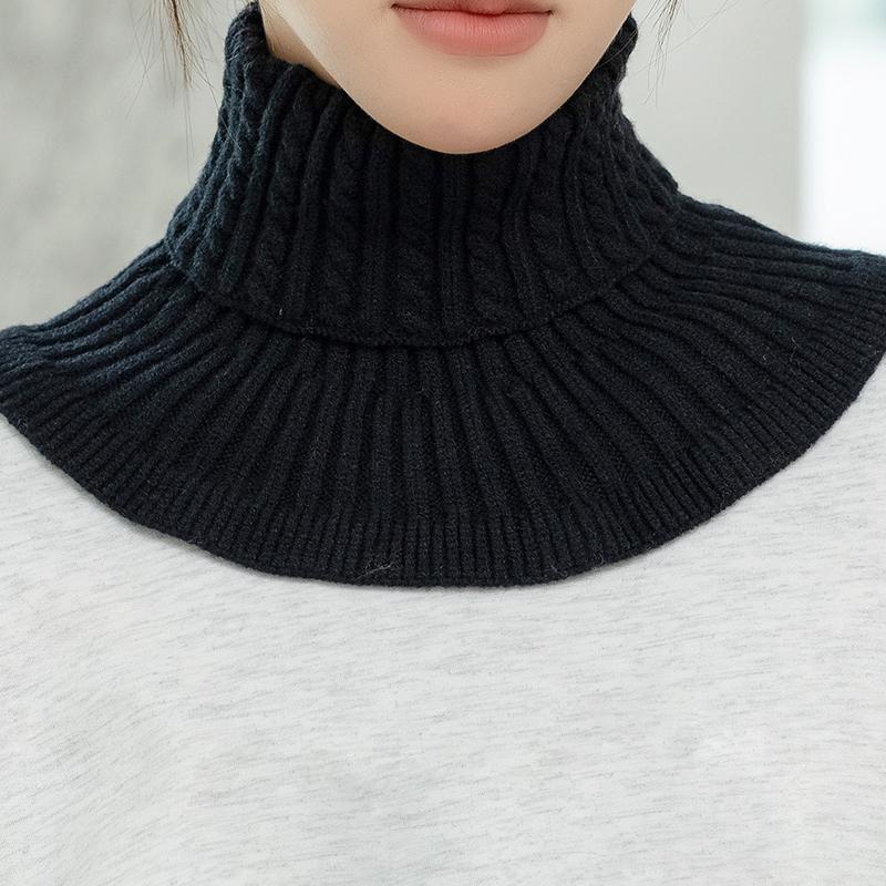 1Pc Solid Color Fashion Knitted Windproof Women Detachable Fake Collar Warmer Neck Turtleneck