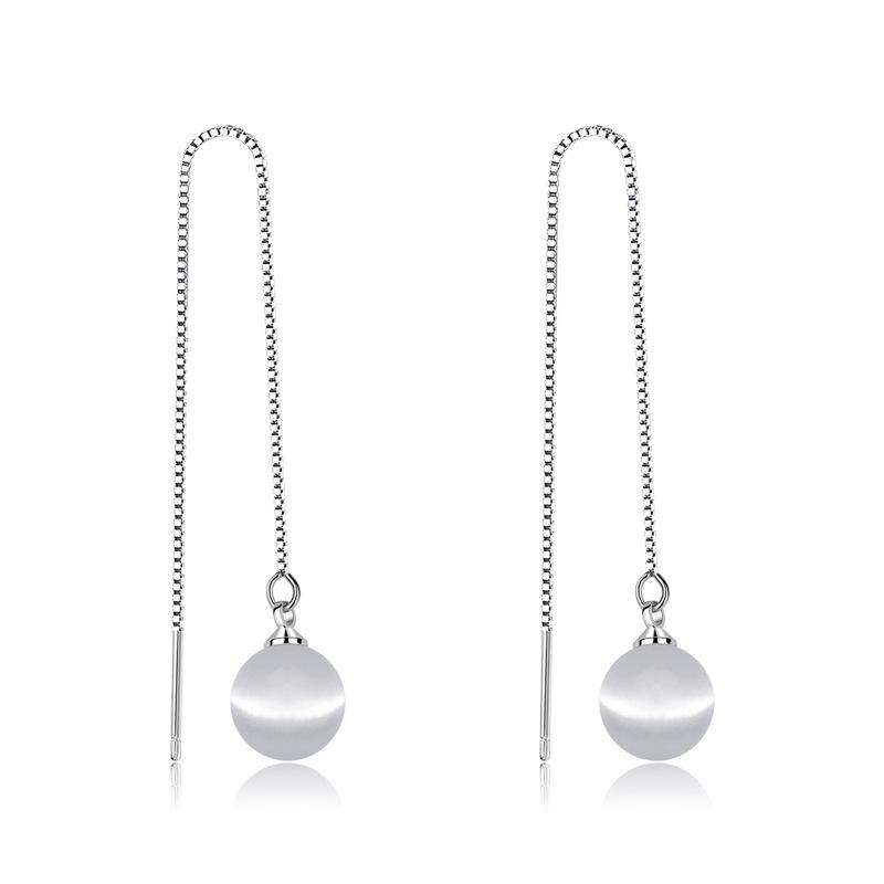 Accessories Round Cat Eye Long Ear Wire Pendant for Women
