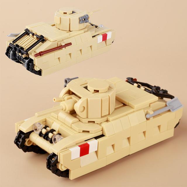 Vojenský US Francie UK Obrněné Vozidlo MOC Stavebnice Voják Figurka Tank Dělostřelecký Vůz Dělo Sanitka Transportní Hračka K33