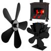 Black Power Saving Eco Fire Heat Log Burner for Heat Powered Wood Stove Fan Fireplace Fan