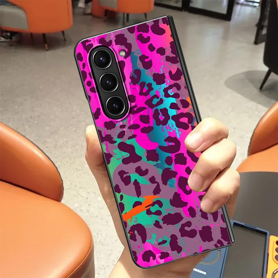 Case for Samsung Galaxy ZFold6 Z Fold 7 6 5 4 3 ZFold3 ZFold7 ZFold5 ZFold4 Back Phone Cover Fashion Leopard Pattern