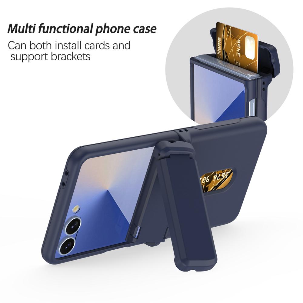 KEYSION Shockproof Case for Samsung Z Flip 7 6 5 5G Hard PC With Hinge Kickstand Card Slot Phone Cover for Galaxy Z Flip 5 6 7