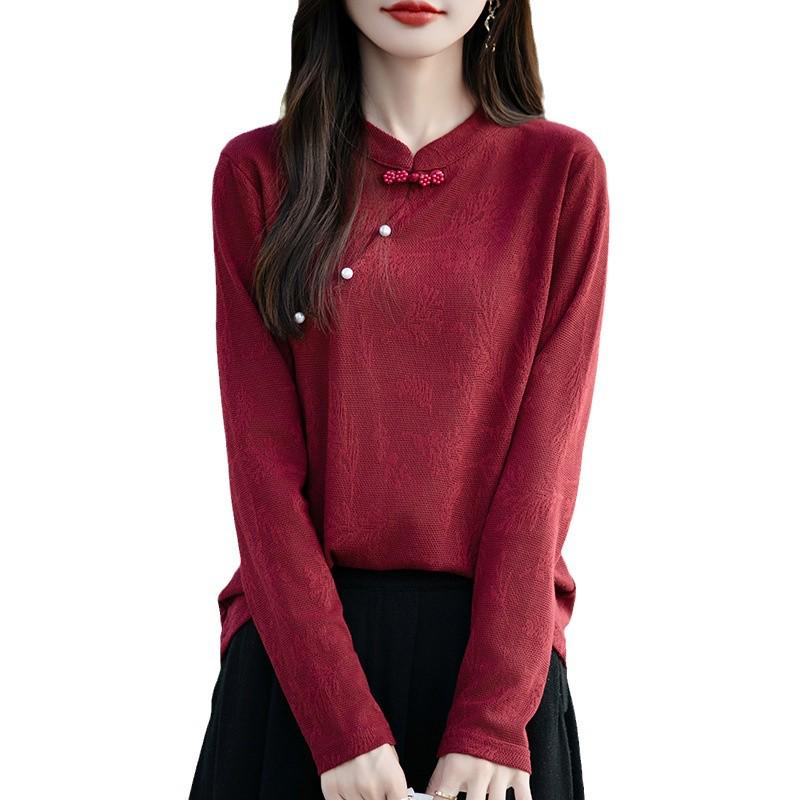 2024 Autumn/Winter High-End Knitted Sweater with Chinese Pearl Frog Closure