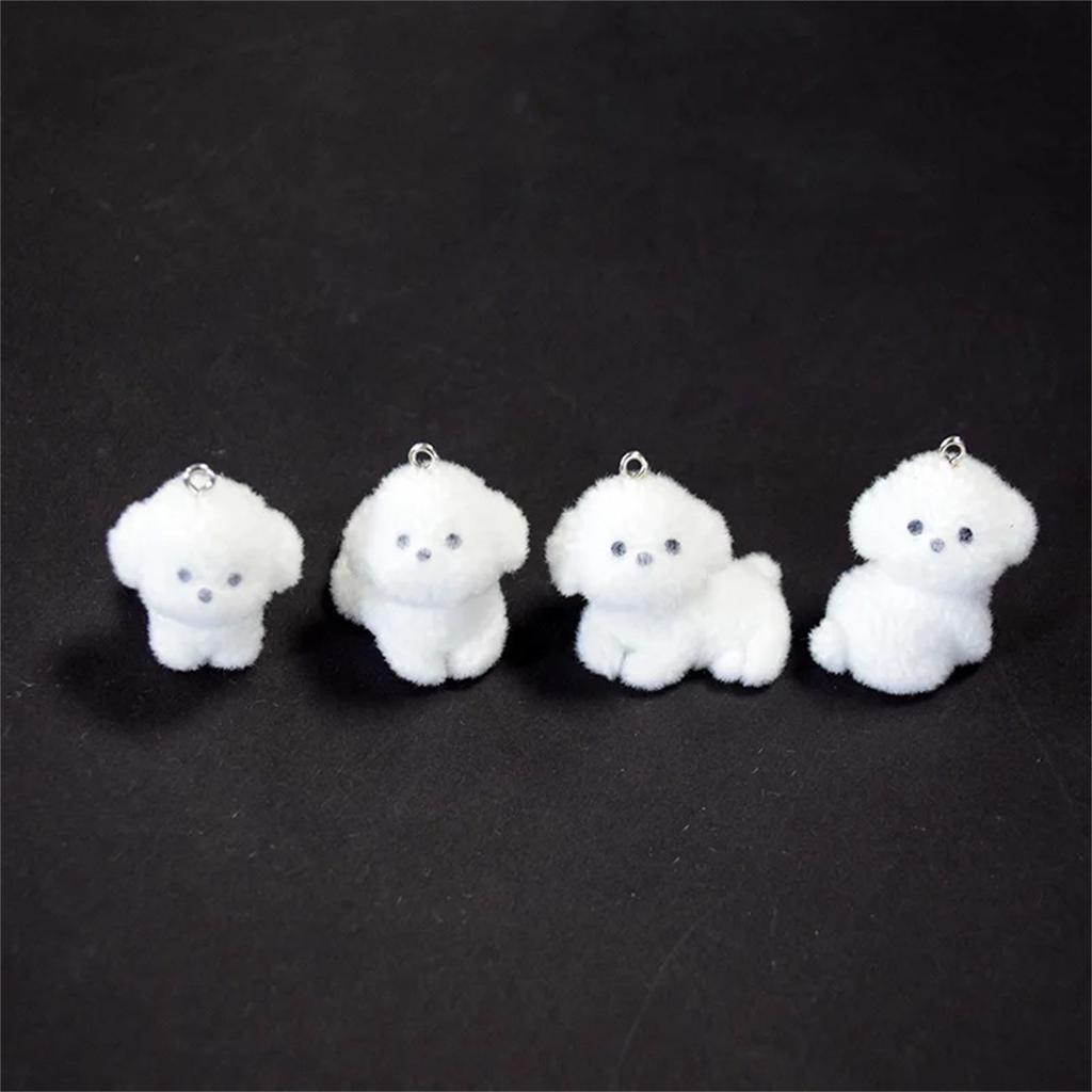 Cute Flocked Resin Puppy Pendant Resin Puppy Flock Charm for Creative Jewelry Projects and Personalized Accessories