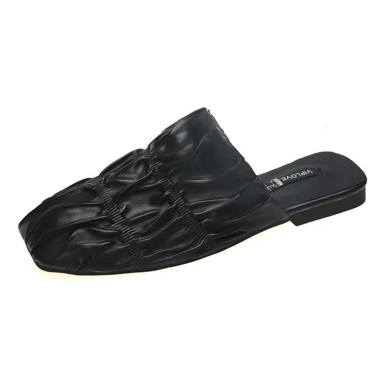 

Французская сумка голова полутапочки женские летние 2025 новые сандалии на плоской подошве для ленивых с одним ремешком конфетного цвета 35