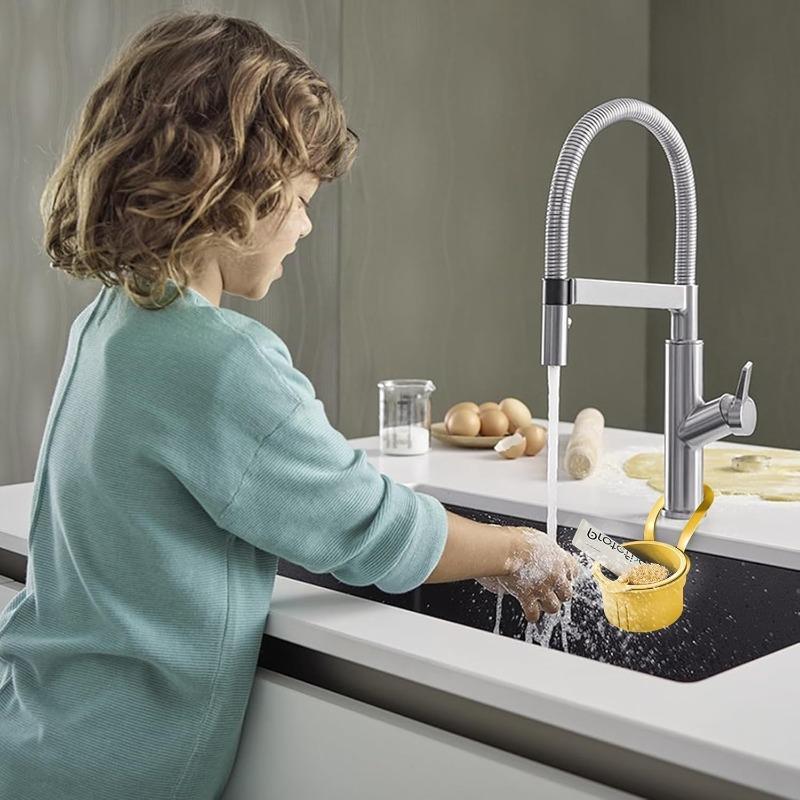 Sink Strainer Basket, Hang On Faucet Kitchen Sink Drain Basket, With Push To Empty & Detachable Fast-Drain Mesh