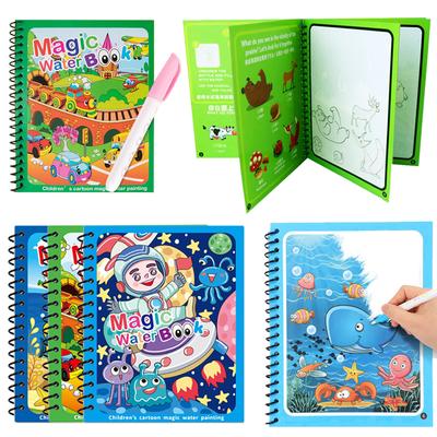 1 Zestaw Magiczny Notes do Malowania Wodą Kolorowy Montessori Wielokrotnego Użytku Książka do Malowania ze Szczotką Wodną Prezent na Urodziny Festiwal Graffiti ZYF