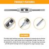 HOTECHE Tap and Die Zinc Alloy Carbon Steel Adjustable Tap Wrench Industrial Threading Tool Set, 8-Piece Set, M3-M12 Sizes, Body, Handle, Included,