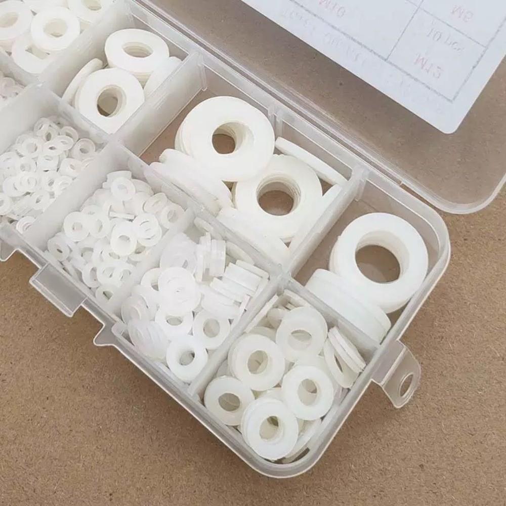 210/350/500pcs Black White Nylon Washers Multi-Size Gasket Ring Kit  Automotive Maintenance