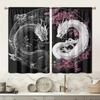 Polyester Curtain 2pcs Polyester Filter Curtain HD Digital Black and White Dragon Pattern for Home Decoration